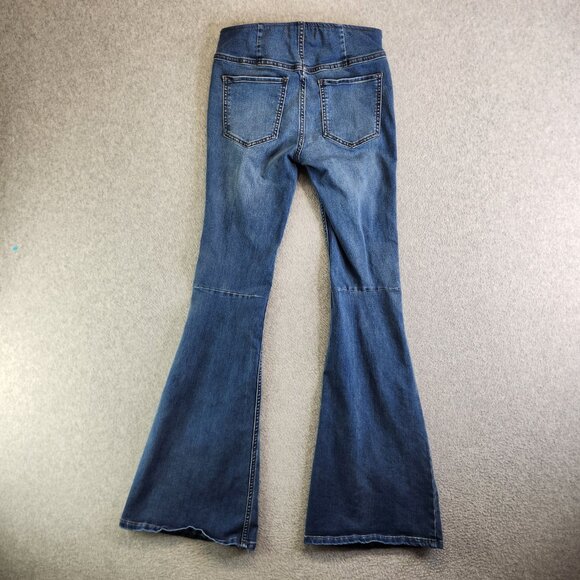 Free People Jeans Womens 26 Blue We The Free Penny Pull On Flare Low Rise FP - Picture 15 of 16